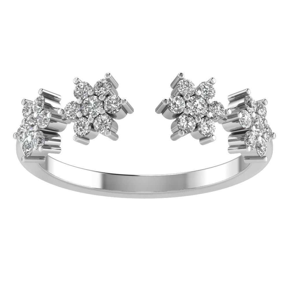 Diamond Flower Open Ring